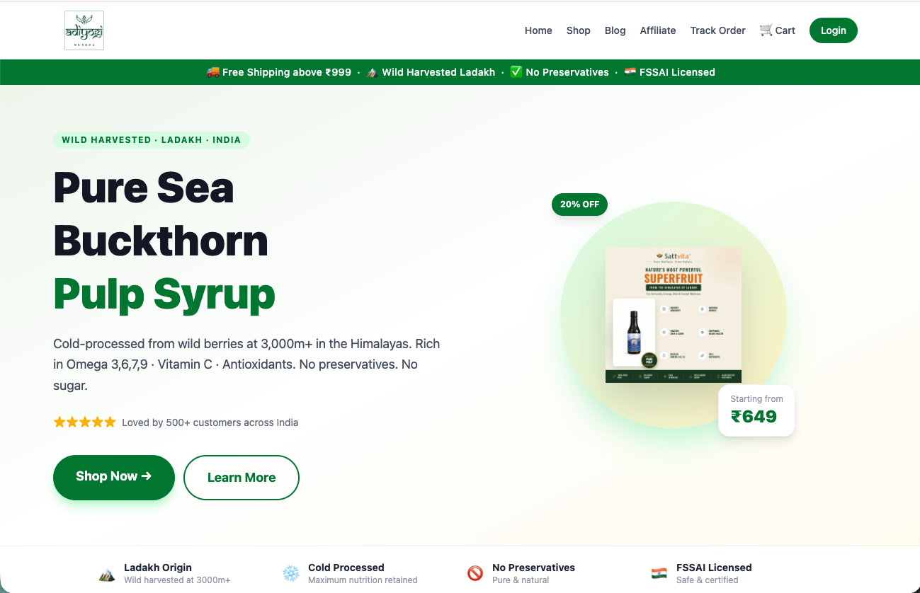 Adiyogi Herbal online store