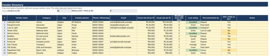 08 Vendors — Vendor Directory